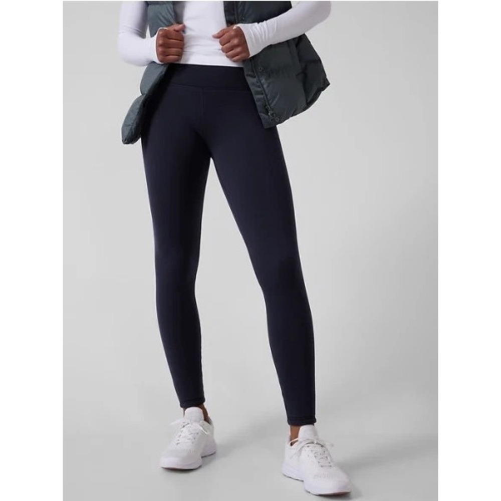 Athleta XS Altitude Tight Leggings Black Warm Fleece-Lined Winter Ski Snowboard